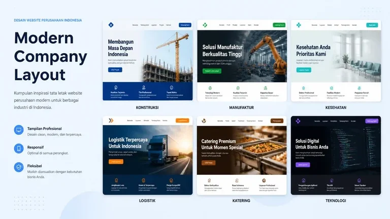 Contoh Gambar Desain Website Perusahaan Modern Layout Terbaru