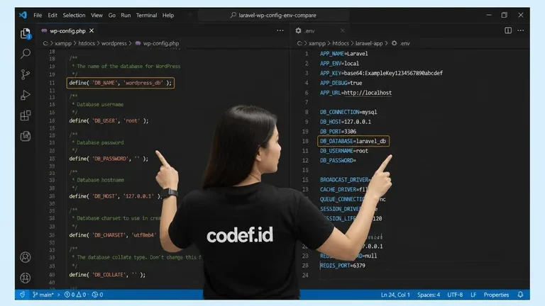 konfigurasi database WordPress Laravel wp-config env import restore konfigurasi database WordPress Laravel wp-config env import restore