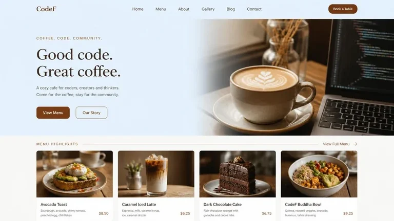 preview landing page kafe F&B buatan prompt membuat website ai preview landing page kafe F&B buatan prompt membuat website ai