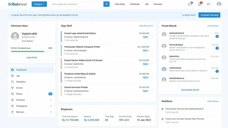 cara dapat job di marketplace jasa lewat dashboard profil freelancer Indonesia cara dapat job di marketplace jasa lewat dashboard profil freelancer Indonesia