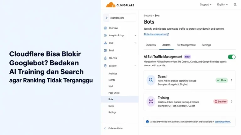 Cloudflare Googlebot policy Search Allow versus Disallow AI Training di dashboard Cloudflare Googlebot policy Search Allow versus Disallow AI Training di dashboard