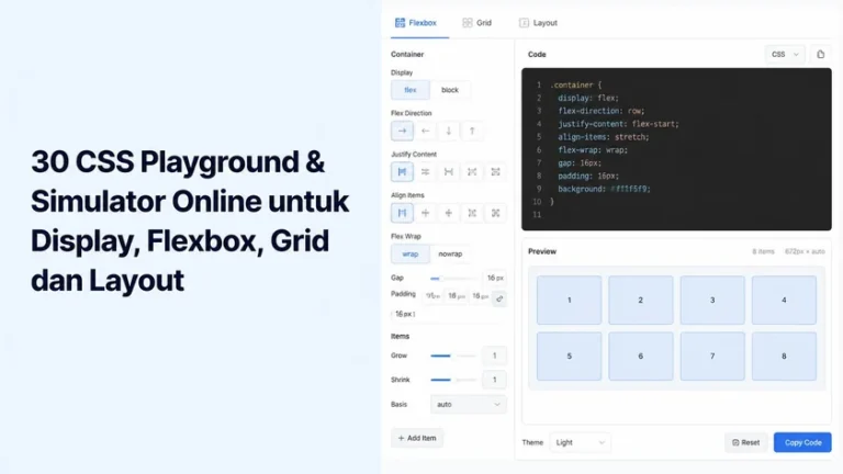 30 CSS Playground & Simulator Online untuk Display, Flexbox, Grid dan Layout